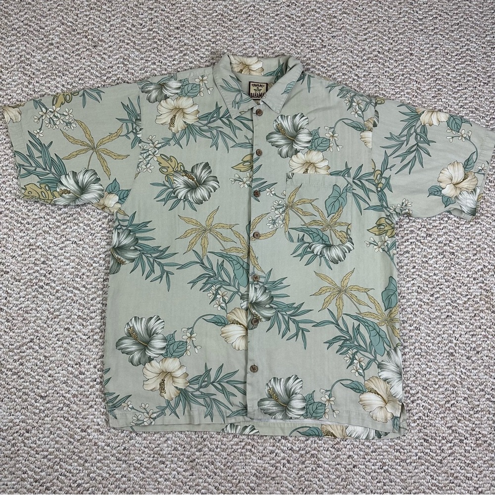 Tommy Bahama Short Sleeve Hawaiian Shirt Mens Large Multicolor Floral 100% Silk